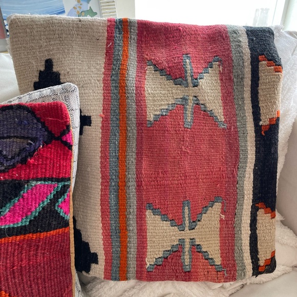 SOLD - Boho Chic Handwoven Turkish Kilim Pillow Set - Picture 6 of 6